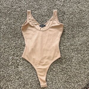 Missguided ribbed tan bodysuit